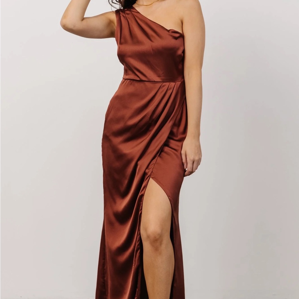 Baltic Born Morgan One Shoulder Gown in Cinnamon